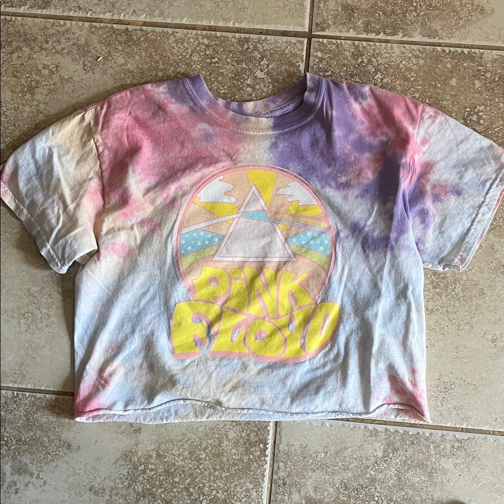 Pink Floyd Tie-Dye Crop Top in Purple and Yellow